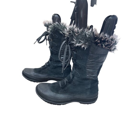 NorthFace Primaloft Womans Black Insulated fur lined winter boots Sz 9 SKU 9569 - Picture 4 of 12